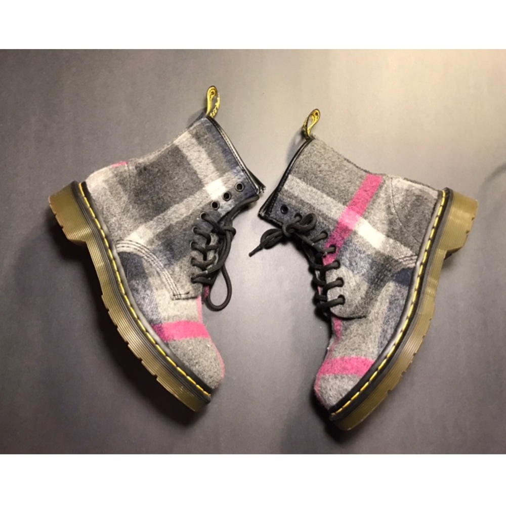 Dr. Martens Pink & Gray Plaid Castel